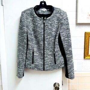 Calvin Klein black and white business zip up jacket size Large
